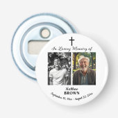 Levensviering 2 Foto's Funeral White Button Flesopener (Voorkant)
