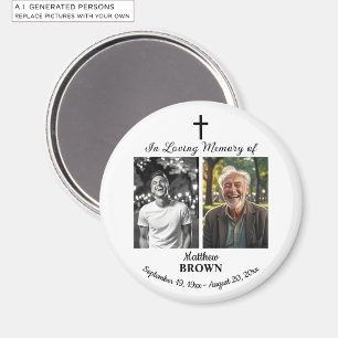 Levensviering 2 foto's Funeral White Magneet