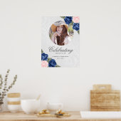 Levensviering Blauw Roze Foto Welkom Bord Poster (Keuken)