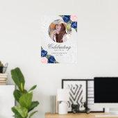 Levensviering Blauw Roze Foto Welkom Bord Poster (Thuiskantoor)