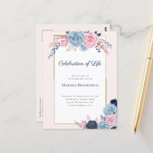 Levensviering Bloemrijke rouwkaart uitnodiging