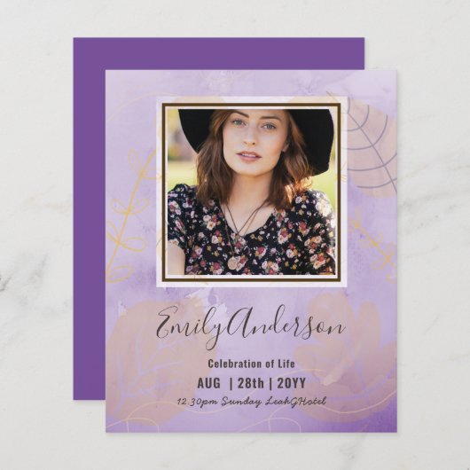 LEVENSVIERING FUNCTIE Herdenkings FOTO Budget (Voorkant / Achterkant)