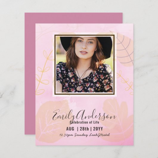 LEVENSVIERING FUNCTIE Herdenkingsfoto BEGROTING (Voorkant / Achterkant)