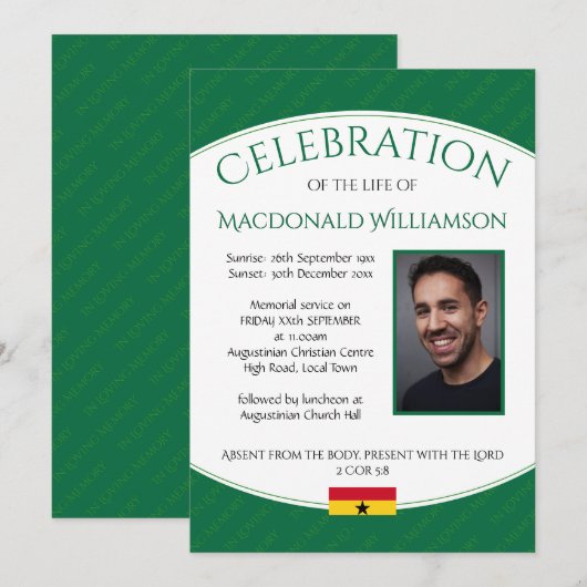 LEVENSVIERING Herdenkingsdienst GHANA Foto Kaart (Voorkant / Achterkant)