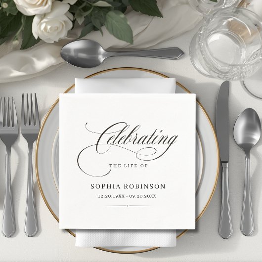 Levensviering Modern Elegante Script Funeral Servet