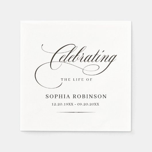 Levensviering Modern Elegante Script Funeral Servet (Voorkant)