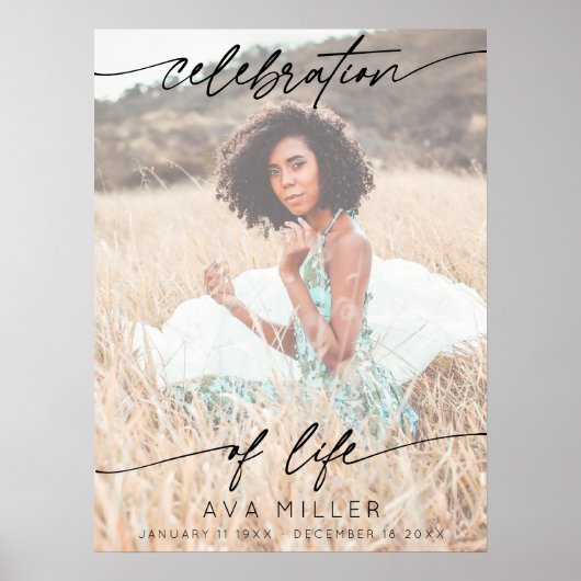 Levensviering Script Funeraal Foto | Wit Poster (Voorkant)