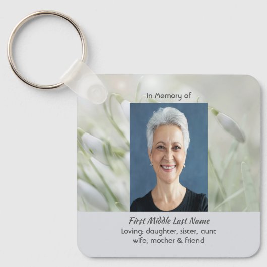 Levensviering Sneeuwklokjes Bloemen Sleutelhanger (Voorkant)