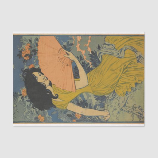 L'eventail (The Fan) van Eugene Grasset Tissuepapier (Voorkant)