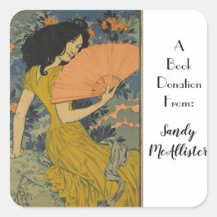 L'eventail (The Fan) van Eugene Grasset Vierkante Sticker