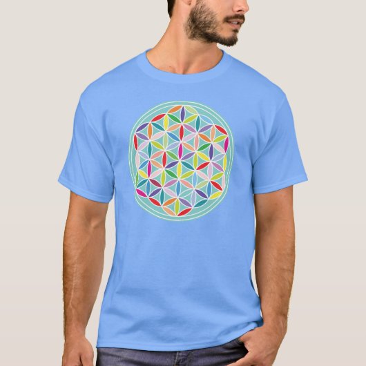 Levenventiel - Multicolored op blauw T-shirt (Voorkant)