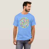 Levenventiel - Multicolored op blauw T-shirt (Voorkant volledig)