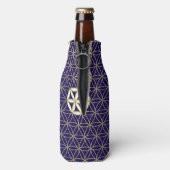 Levenventilator - naadloos patroon - blauwe beige flesjeskoeler (Fles Achterkant)