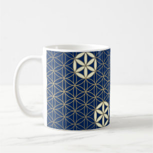 Levenventilator - naadloos patroon - blauwe beige koffiemok