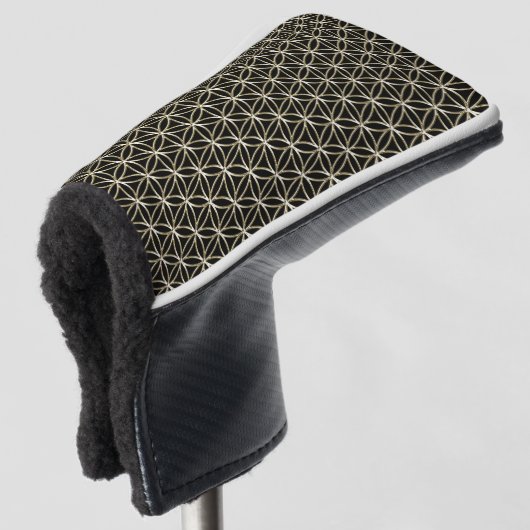 Levenventilator - naadloos patroon - wit goud golfheadcover (3/4 voorkant)