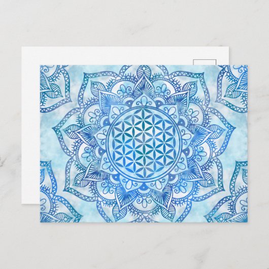 Levenvlucht in Lotus - Gentle Sky Blue Briefkaart (Voorkant / Achterkant)