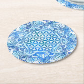 Levenvlucht in Lotus - Gentle Sky Blue Ronde Kartonnen Onderzetter (Gebogen)