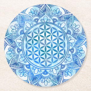 Levenvlucht in Lotus - Gentle Sky Blue Ronde Kartonnen Onderzetter