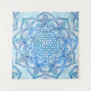 Levenvlucht in Lotus - Gentle Sky Blue Wandkleed