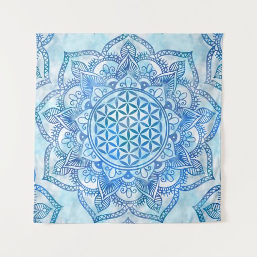 Levenvlucht in Lotus - Gentle Sky Blue Wandkleed (Voorkant)