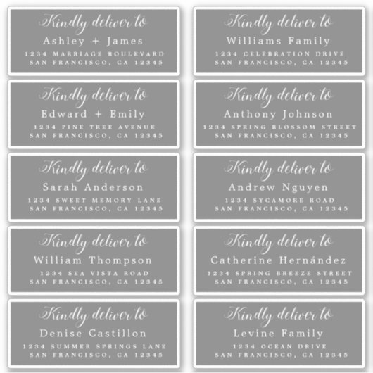 Lever aan kalligrafie bruiloft gast adreslabel sticker (Voorkant)