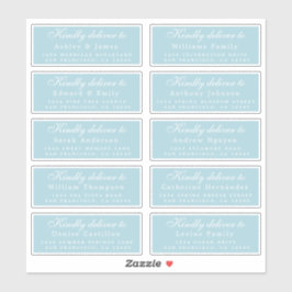 Lever aan Script Huwelijksgast Adres Blauw Sticker