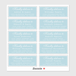Lever aan Script Huwelijksgast Adres Blauw Sticker