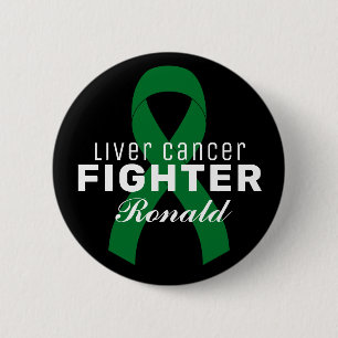 Lever Cancer Ribbon Black Button