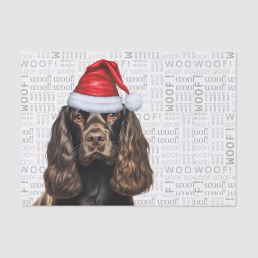 Lever Cocker Spaniel Hond Feestelijke Kerstvakanti Tissuepapier (Voorkant)