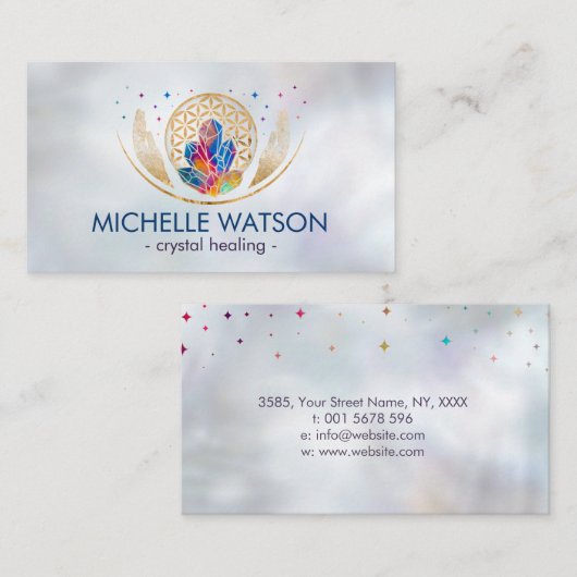 Lever en kristallen op parels visitekaartje (Voorkant / Achterkant)