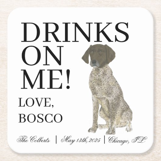 Lever en wit Duitse Kortharige pointer bruiloft Kartonnen Onderzetters (Voorkant)