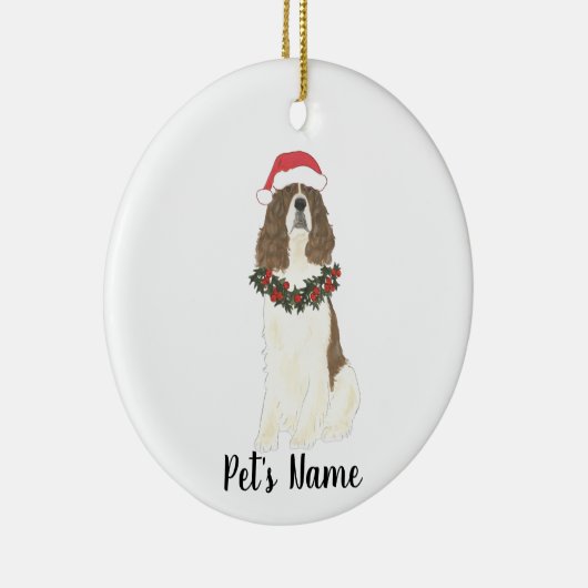 Lever en Witte Engelse Springer Spaniel Kerstmis Keramisch Ornament (Rechts)