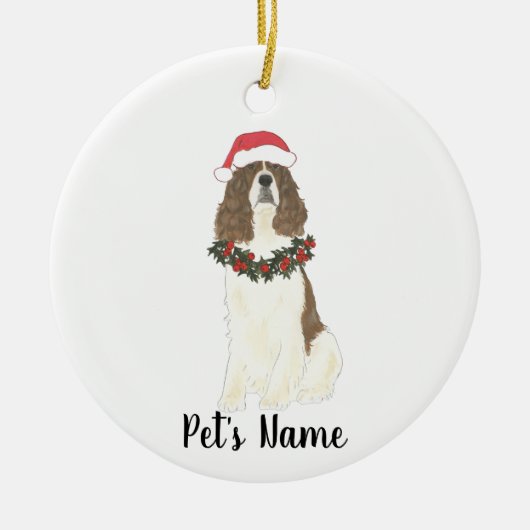 Lever en Witte Engelse Springer Spaniel Kerstmis Keramisch Ornament (Voorkant)