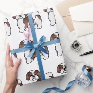 Lever En Witte Shih Tzu Cartoon Hond Patroon Cadeaupapier