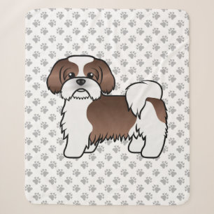 Lever En Witte Shih Tzu Schattige Cartoon Hond Sherpa Deken