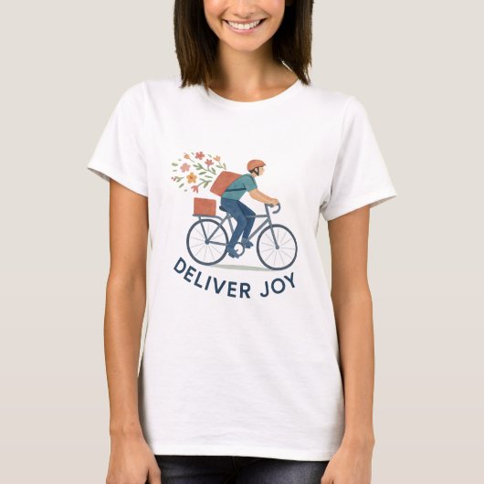 Lever Geluk Bloem Fiets T-Shirt (Voorkant)