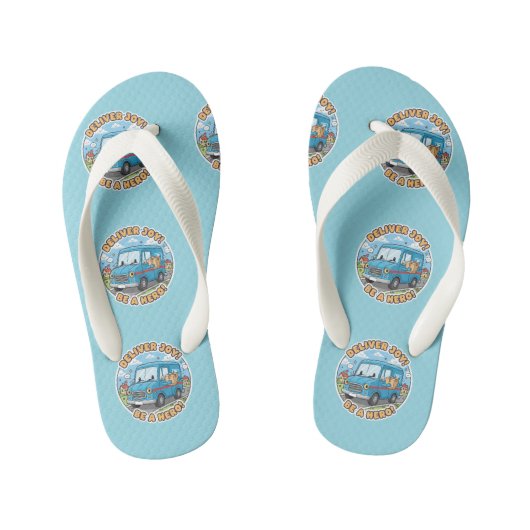 "Lever Geluk" Heldhaftige Postwagen Kinder Teenslippers (Voetbed)