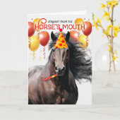 Lever kastanje paard Grappige verjaardag Kaart (Gele Bloem)