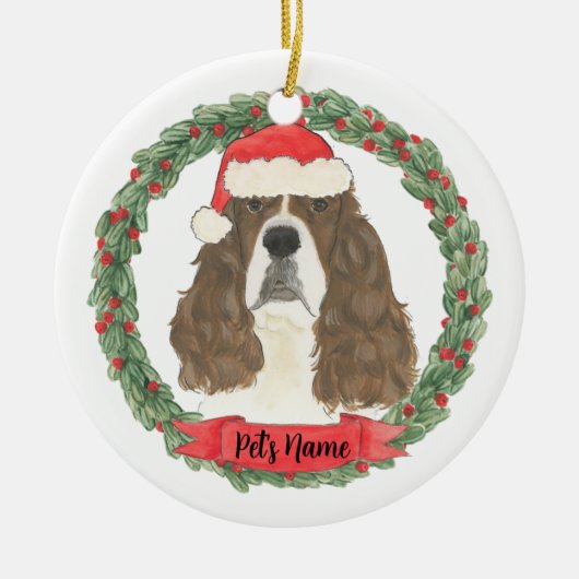 Lever & White English Springer Spaniel Keramisch Ornament (Voorkant)
