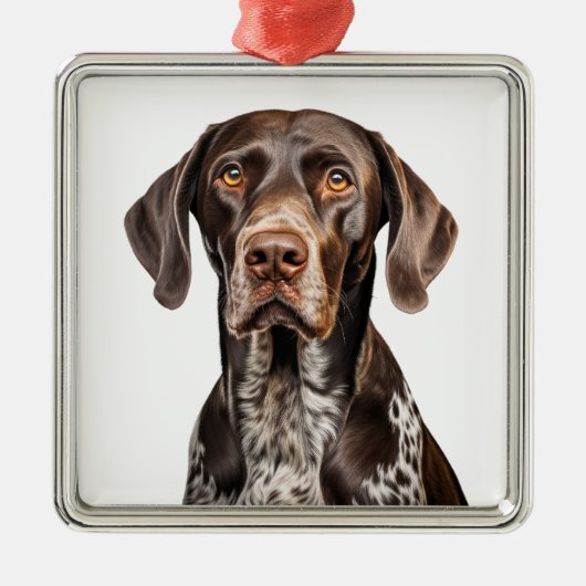 LEVER & WIT DUITSE KORTHARIGE WIJZERHOND METALEN ORNAMENT (Voorkant)