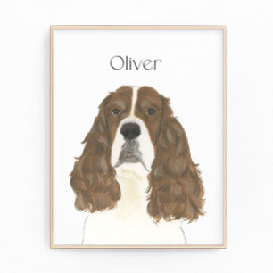 Lever & Wit Engels Springer Spaniel Art Foto Afdruk