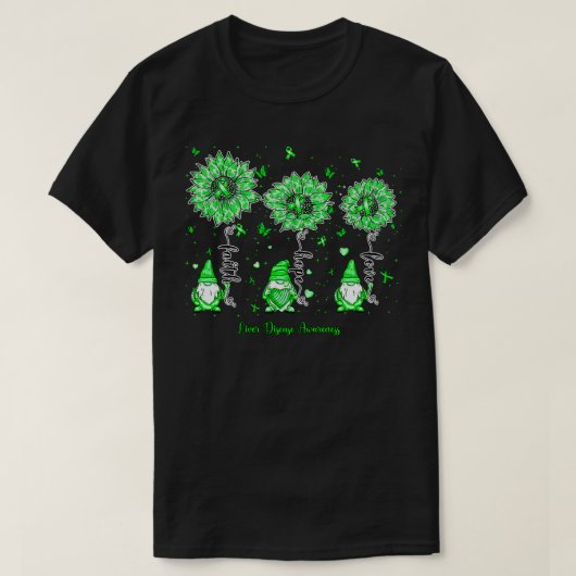 Lever Ziekte Bewustzijn Gnoom geloof hoop zonneblo T-shirt (Design voorkant)