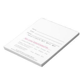 Leverancier Lead Slips voor Boeking & Werven Pink  Notitieblok