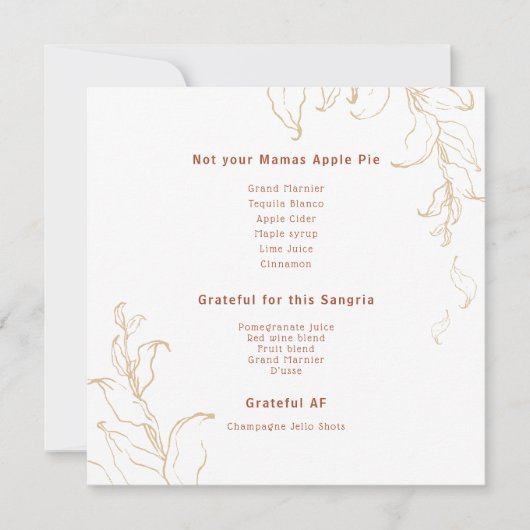 Leverancier | Thanksgiving drankmenu Feestdagenkaart (Voorkant)