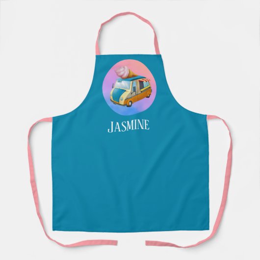 leveranciers van schattig ijs toevoegen naam schort (Voorkant)