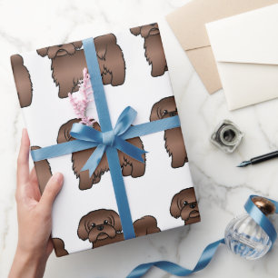 Leverbruine Shih Tzu Mooie Cartoon Hond Patroon Cadeaupapier