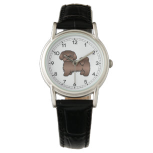 Leverbruine Shih Tzu Mooie Cartoonhond Illustratie Horloge
