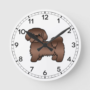 Leverbruine Shih Tzu Mooie Cartoonhond Illustratie Ronde Klok