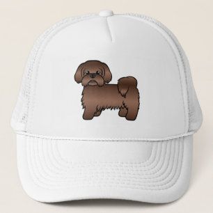 Leverbruine Shih Tzu Mooie Cartoonhond Illustratie Trucker Pet