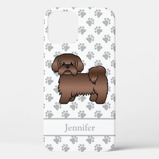 Leverbruine Shih Tzu Schattige Cartoonhond & Naam Case-Mate iPhone Case (Achterkant)